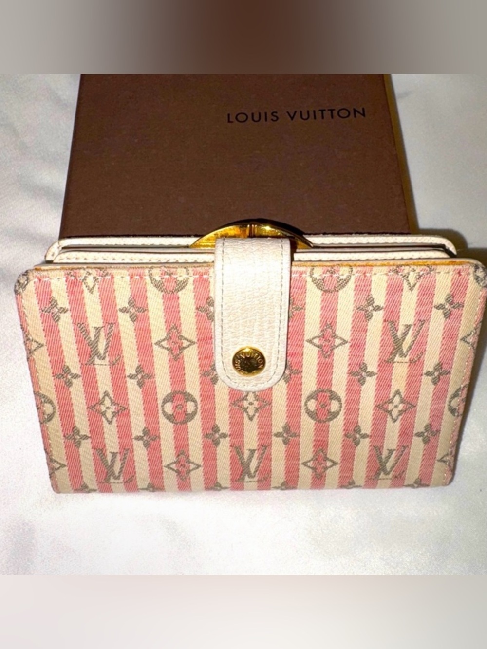 LOUIS VUITTON *rare* Mini Lin Croisette Portefeuille Viennois Pink/Rouge Wallet